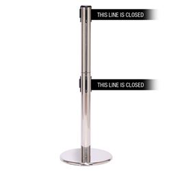 QueuePro 250 Twin Xtra, Polished Chrome, Barrier with double 3" wide 11' THIS LINE IS CLOSED Belt
