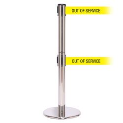 QueuePro 250 Twin Xtra, Polished Chrome, Barrier with double 3" wide 11' OUT OF SERVICE Belt