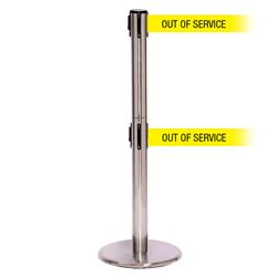 QueuePro 250 Twin Xtra, Satin Chrome, Barrier with double 3" wide 11' OUT OF SERVICE Belt