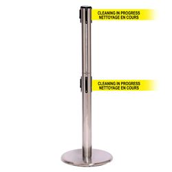 QueuePro 250 Twin Xtra, Satin Stainless, Barrier with double 3" wide 11' NETTOYAGE EN COURS Belt