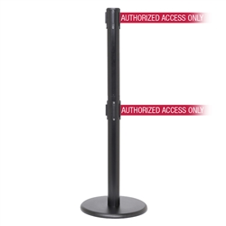 QueuePro 300 Twin, Black, Barrier with 16' AUTHORIZED ACCESS ONLY - RED Belt