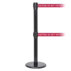 QueuePro 300 Twin, Black, Barrier with 16' CAUTION-DO NOT ENTER - RED Belt