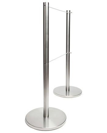 "Q-Cord" Museum Barrier with Retractable 7' Cord, Stainless Steel, 39" H