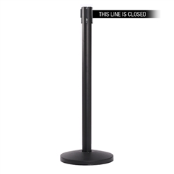 QueueMaster 550, Black, Barrier with 11' THIS LINE IS CLOSED Belt