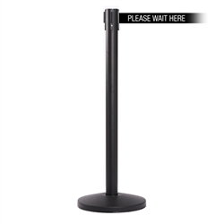 QueueMaster 550, Black, Barrier with 11' PLEASE WAIT HERE Belt