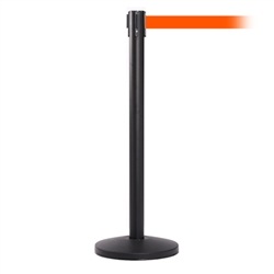 QueueMaster 550, Black, Barrier with 11' Fluorescent Orange Belt