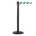 QueueMaster 550, Black, Barrier with 11' Green/White Diagonal Belt