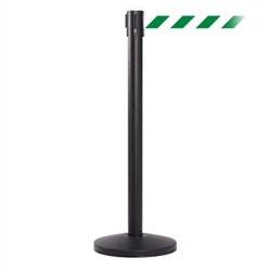 QueueMaster 550, Black, Barrier with 11' Green/White Diagonal Belt