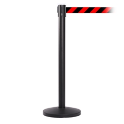 QueueMaster 550, Black, Barrier with 11' Red/Black Diagonal Belt