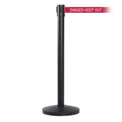 QueueMaster 550, Black, Barrier with 11' DANGER-KEEP OUT - RED Belt