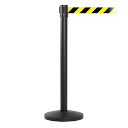 QueueMaster 550, Black, Barrier with 11' Yellow/Black Diagonal Belt