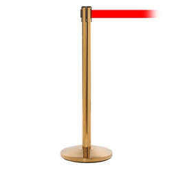 QueueMaster 550, Polished Brass, Barrier with 8.5' Red Belt