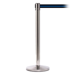 QueueMaster 550, Polished Stainless, Barrier with 11' Black/Blue Stripe Belt