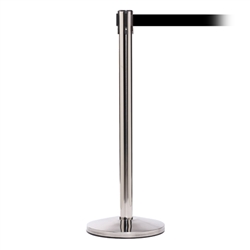 QueueMaster 550, Polished Stainless, Barrier with 8.5' Black Belt