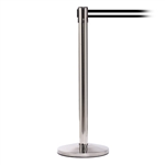 QueueMaster 550, Polished Stainless, Barrier with 11' Black/White Stripe Belt