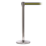 QueueMaster 550, Polished Stainless, Barrier with 11' Black/Yellow Stripe Belt