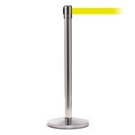 QueueMaster 550, Polished Stainless, Barrier with 11' Fluorescent Yellow Belt