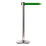 QueueMaster 550, Polished Stainless, Barrier with 11' Green Belt