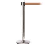 QueueMaster 550, Polished Stainless, Barrier with 11' Light Brown Belt