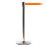 QueueMaster 550, Polished Stainless, Barrier with 11' Orange Belt