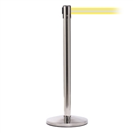 QueueMaster 550, Polished Stainless, Barrier with 11' Yellow/Reflective Stripe Belt