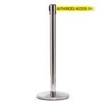 QueueMaster 550, Polished Stainless, Barrier with 11' AUTHORIZED ACCESS ONLY Belt