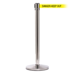 QueueMaster 550, Polished Stainless, Barrier with 11' DANGER-KEEP OUT Belt