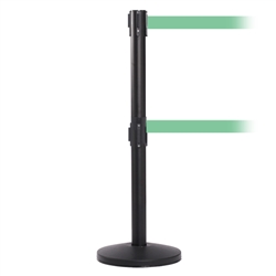 QueueMaster 550 Twin, Black, Barrier with double 11' Light Green Belt