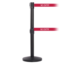 QueueMaster 550 Twin, Black, Barrier with double 11' NO ENTRY Belt