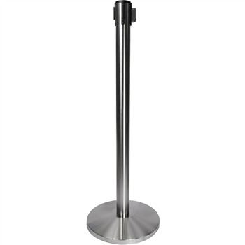 QueueWay-PLUS Tension Belt Stanchion, Satin Chrome Post, 10' ft. Belt