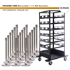 SET: 18 POLISHED STEEL Retractable 11' ft. Belt Stanchions, with Horizontal Storage Cart