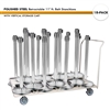 SET: 18 POLISHED STEEL Retractable 11' ft. Belt Stanchions, with Vertical Storage Cart