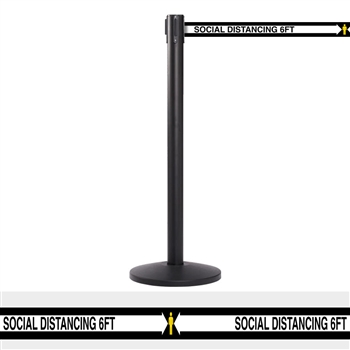 Queue Line Post 13' ft. Retractable Belt â€œSocial Distancingâ€ (COVID-19) QU900SDS