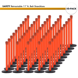 Pallette of 50 SAFETY Retractable 11' ft. Belt Barriers