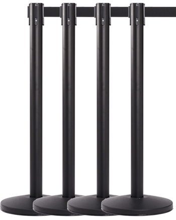 Retractable Belt Stanchions, All Black 8' ft. Belt - QUES310BK