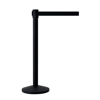 QueueWay Retractable Belt Stanchion, Black Post, BLACK 7.5' ft. Belt