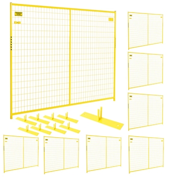 Perimeter Patrol Security Fence Panel Kit 8 Panels 6'x7.5' (60' ft) Yellow