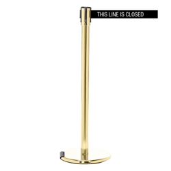 RollerPro 200, Polished Brass, Barrier with 11' THIS LINE IS CLOSED Belt
