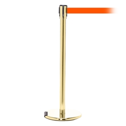 RollerPro 200, Polished Brass, Barrier with 11' Fluorescent Orange Belt