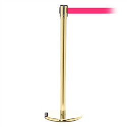 RollerPro 200, Polished Brass, Barrier with 11' Fluorescent Pink Belt