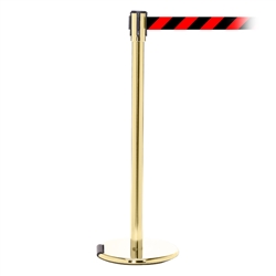 RollerPro 200, Polished Brass, Barrier with 11' Red/Black Diagonal Belt
