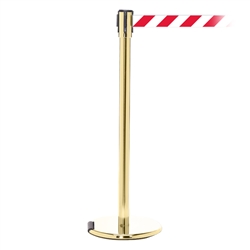RollerPro 200, Polished Brass, Barrier with 11' Red/White Diagonal Belt