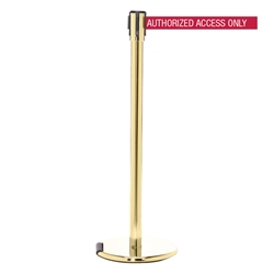 RollerPro 200, Polished Brass, Barrier with 11' AUTHORIZED ACCESS ONLY - RED Belt