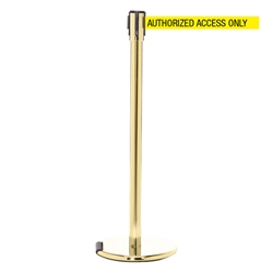 RollerPro 200, Polished Brass, Barrier with 11' AUTHORIZED ACCESS ONLY Belt