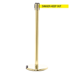RollerPro 200, Polished Brass, Barrier with 11' DANGER-KEEP OUT Belt