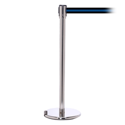 RollerPro 200, Polished Chrome, Barrier with 11' Black/Blue Stripe Belt