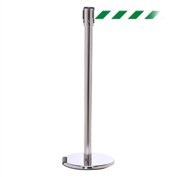 RollerPro 200, Polished Stainless, Barrier with 11' Green/White Diagonal Belt