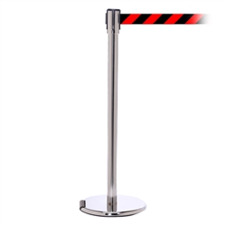 RollerPro 200, Polished Stainless, Barrier with 11' Red/Black Diagonal Belt