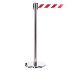 RollerPro 200, Polished Stainless, Barrier with 11' Red/White Diagonal Belt
