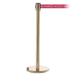 RollerPro 200, Satin Brass, Barrier with 11' AUTHORIZED ACCESS ONLY - RED Belt